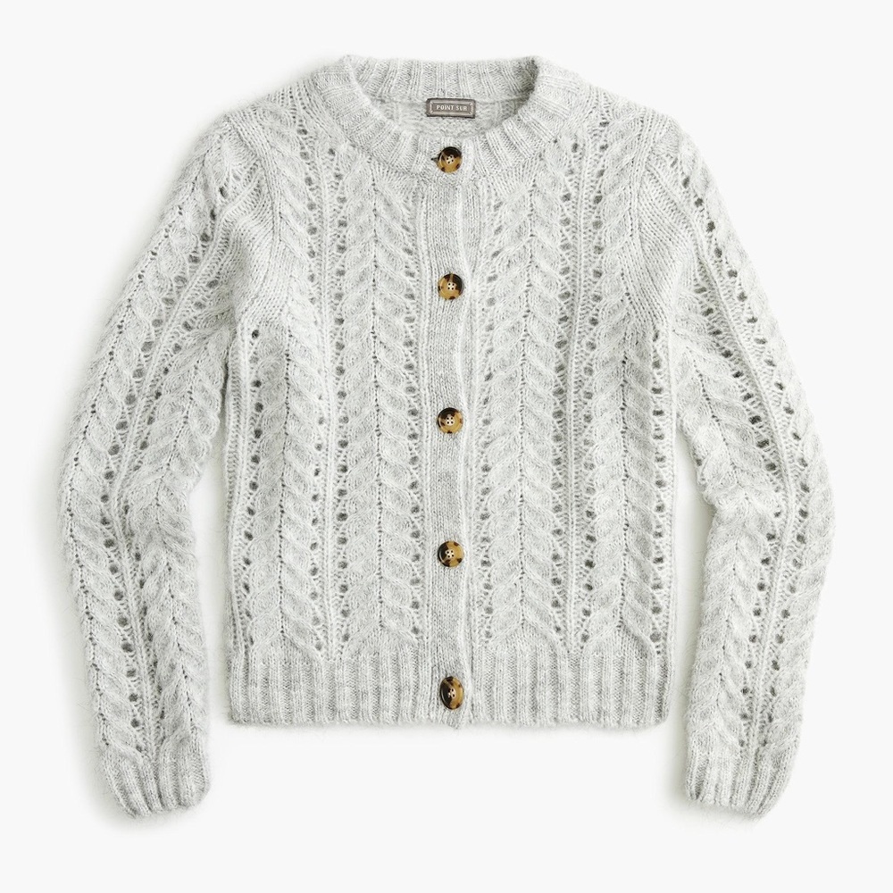 J.Crew Point Sur pointelle knit cardigan sweater